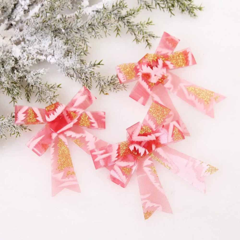 Бант на ёлку «Очарование» 9*11 см (набор 3 шт), Красный