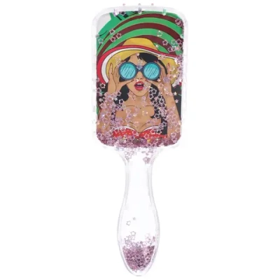 Расческа массажная прямоугольная «Коллекция ИМАНИ - ЭКЛАТ», микс 4 дизайна, 23*8,5см (PVC подвес)