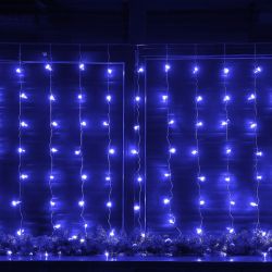 ULD-C3020-160-DTA BLUE IP20 Занавес светодиодный. 3х2м. 160 светодиодов. Синий свет. Провод прозрачный. TM Uniel