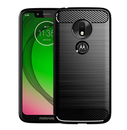 Чехол для Motorola Moto G7 Play цвет Black (черный), серия Carbon от Caseport