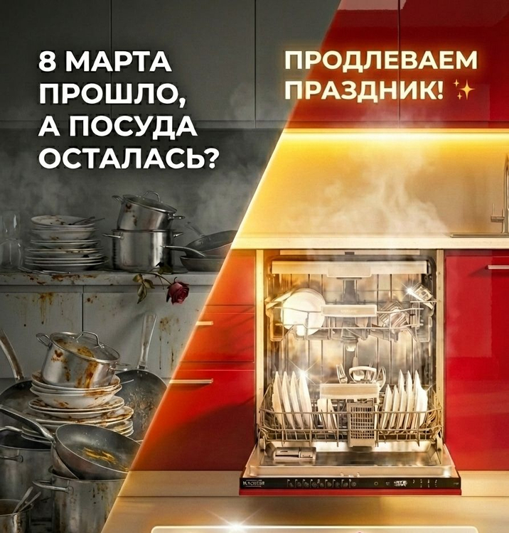 Дарите время, а не просто подарки: весь март скидка 30% на посудомоечные машины Kanzler!