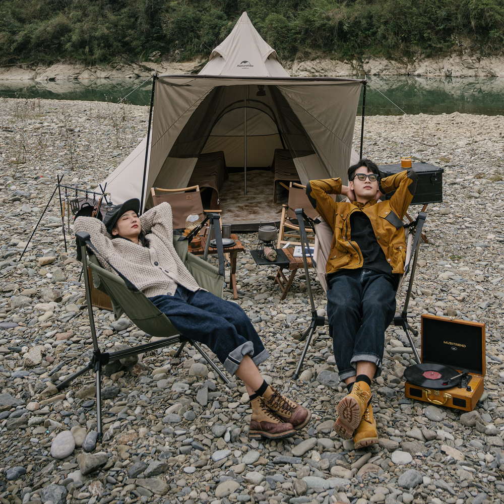 Кресло туристическое Naturehike складное, бежевое, до 120 кг
