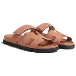 Hermes Round Toe Open Toe Slippers Women's Brown, H222297Z 59350