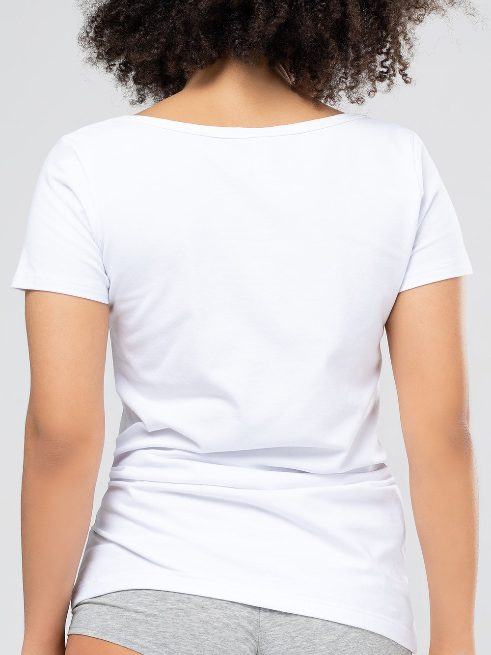 Футболка свободного кроя с красивым круглым вырезом (Размер: S) (Цвет: серый меланж)