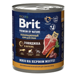 Консервы Brit Premium By Nature для взрослых собак всех пород, говядина и печень, 850 гр