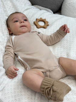 Боди на молнии с длинным рукавом Светлый кофе RinaAmari