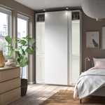 Шкаф-купе PAX HASVIK двухдверный с 2 полками и 4 штангами (белый)  230*50*220