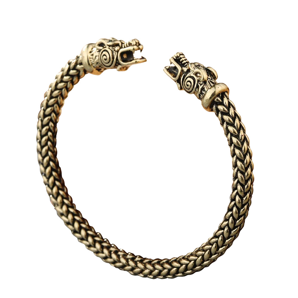 Браслет-амулет Украшения Викингов Драконы бронзовая версия SSB-008