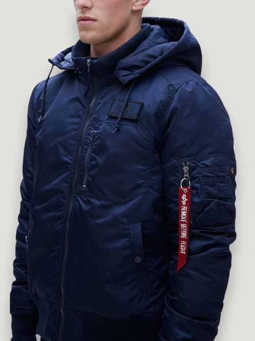 Куртка Бомбер - MA-1 Alpha Hooded Rib (т.синяя - r.blue)