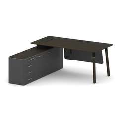 Fresco Стол руководителя FR.SR-18 (L) Дуб Темный/Базальт UM/Металл Черный/Нерж. Сталь 1800*1798*750