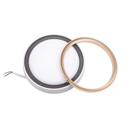 ULW-Q281 24W-6500K-F20 IP65 WHITE Светильник светодиодный влагозащищенный. Круг. Дневной свет 6500K. 225×40 мм. Корпус белый. Цвет рамок в-к: золотистый. графит. ТМ Volpe
