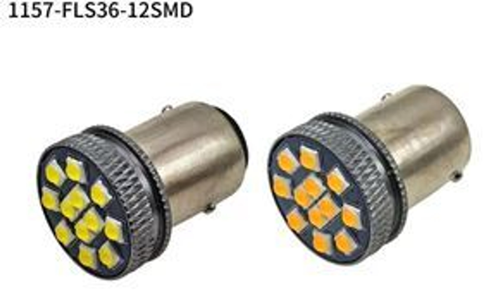 Светодиод 12-24V T25  12SMD 3030 White FLS36 150 (BA15S 1конт) (бл2шт) плоский "PA" 10-60v