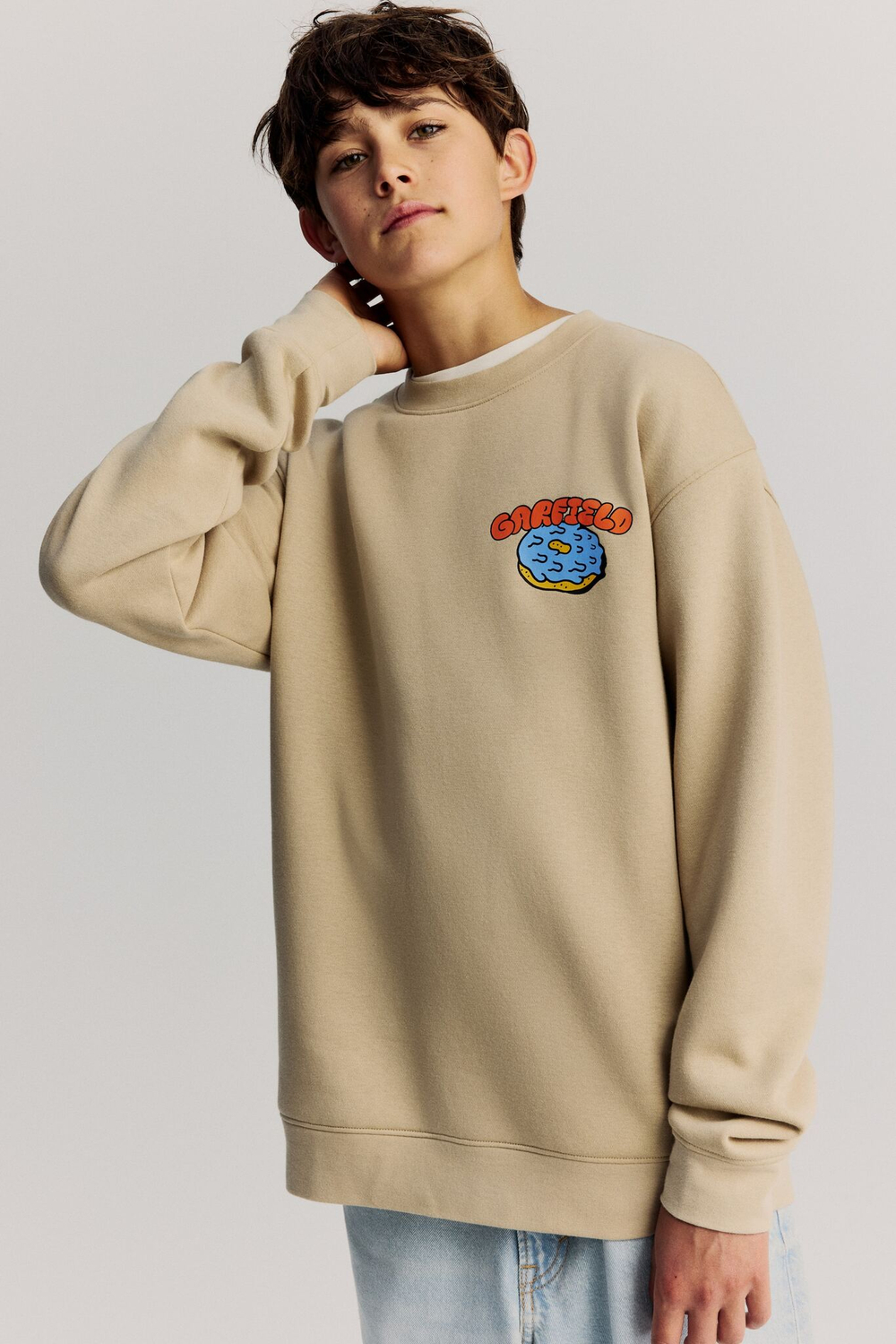 H&M Толстовка с принтом, бежевый