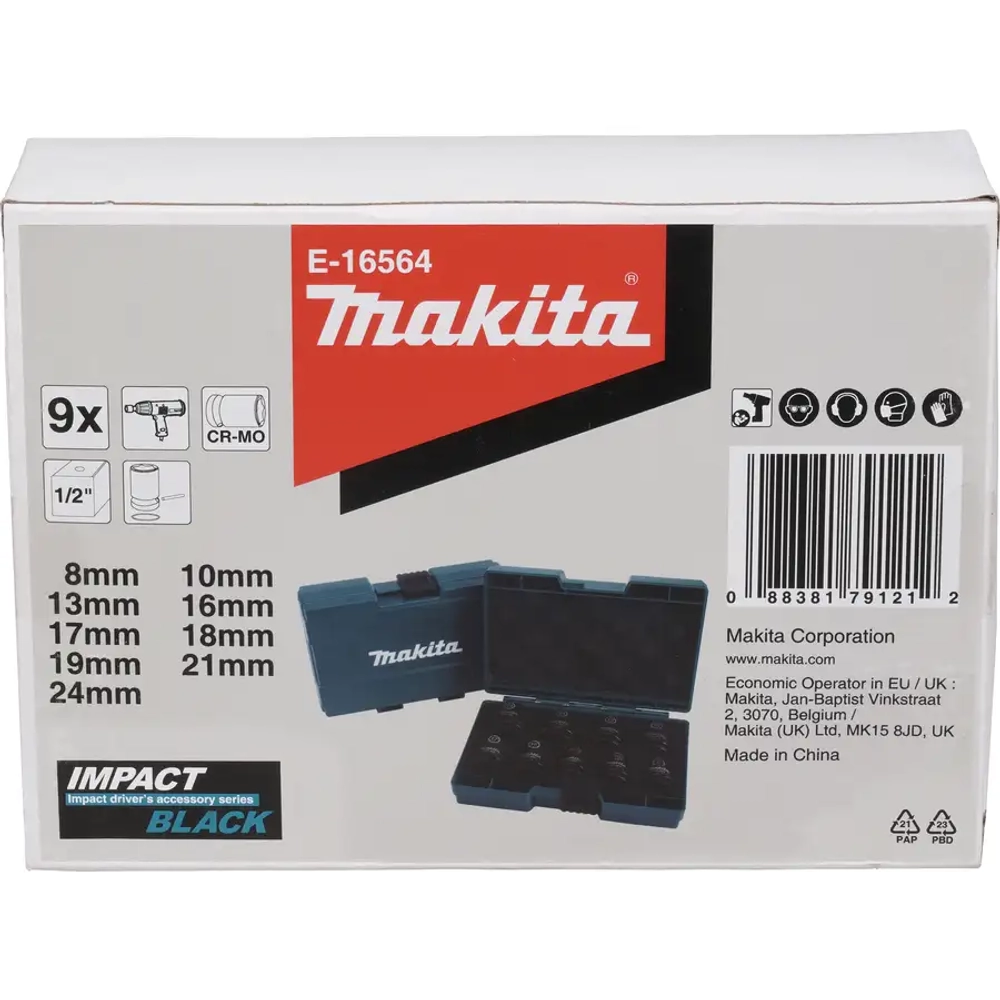 Набор ударных торцовых головок Impact Black Makita E-16564