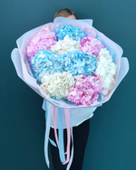 Большой ВАУ-букет из воздушной гортензии микс,9 веток(00264)