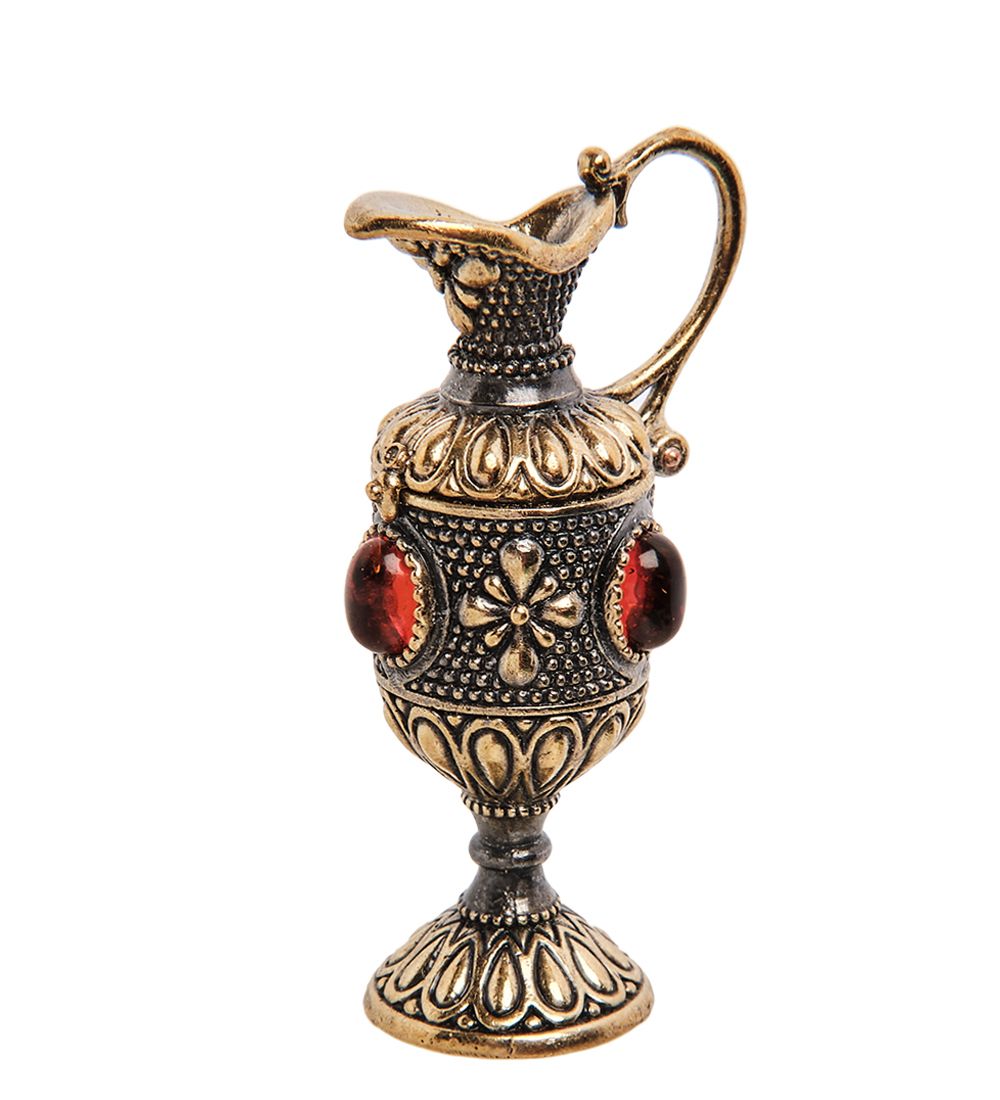 AM-3164 Фигурка «Кувшин Цветок востока» (латунь, янтарь)