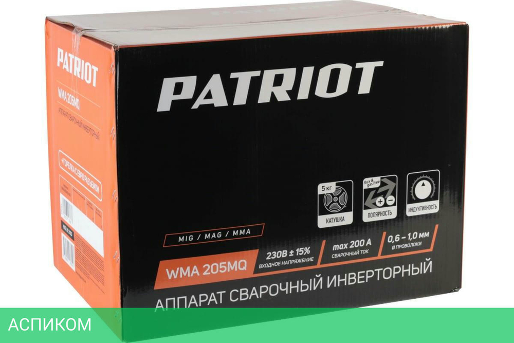 Сварочный инвертор Patriot WMA 205MQ MIG/MAG/MMA (605302155)
