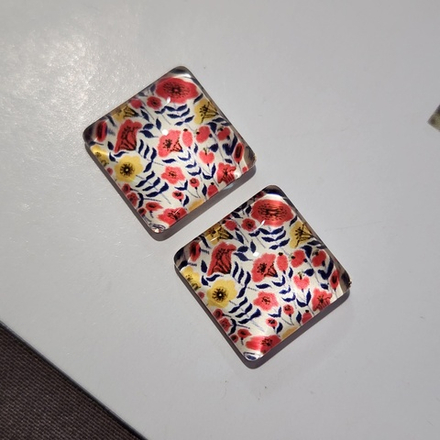 Принт, 12мм, квадрат, стеклянный кабошон