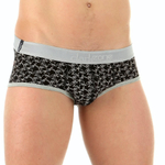 Черные мужские трусы-брифы с принтом в виде звездочек и контрастной резинкой (Размер: M) (Цвет: черный)