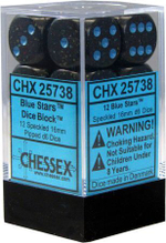 Chessex 12-D6 set (16mm) - Speckled Blue Stars