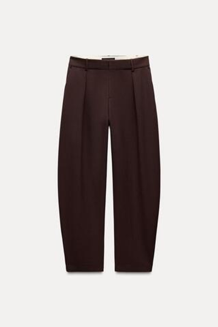 ZARA БРЮКИ BARREL — ZW COLLECTION, КОРИЧНЕВЫЙ