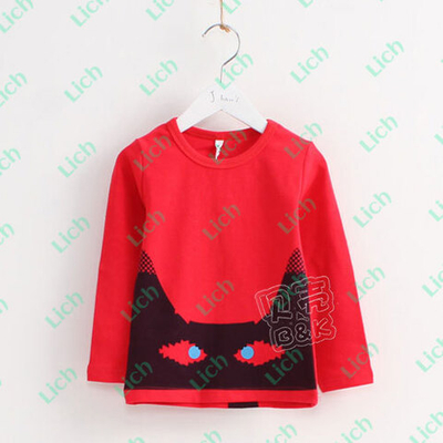 Лонгслив детский однотонный с контрастным принтом кошки