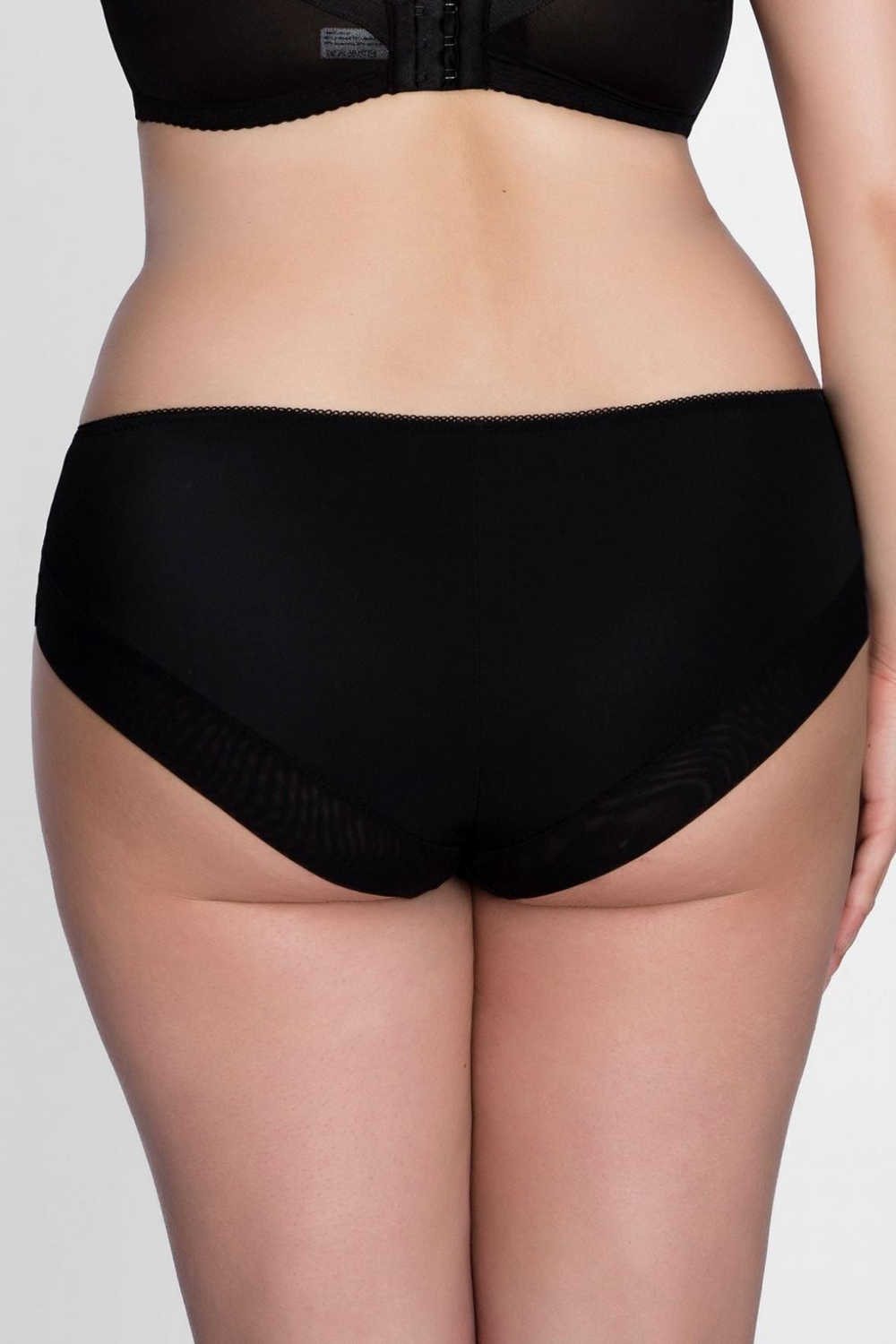 Трусики-слипы из микрофибры и полупрозрачной сетки (Размер: XXXL) (Цвет: черный)