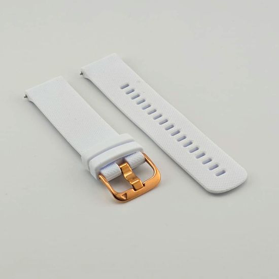 Ремешок Quick Release 20 мм для Garmin Forerunner 55/245/645, Venu, Venu Sq, Venu 2 Plus, Vivoactive 3, Vivomove быстросъемный пряжка золото (белый)