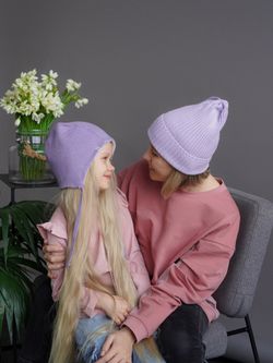 Шапка весенняя/осенняя вязаная (Св.сиреневый) ЭНИ
