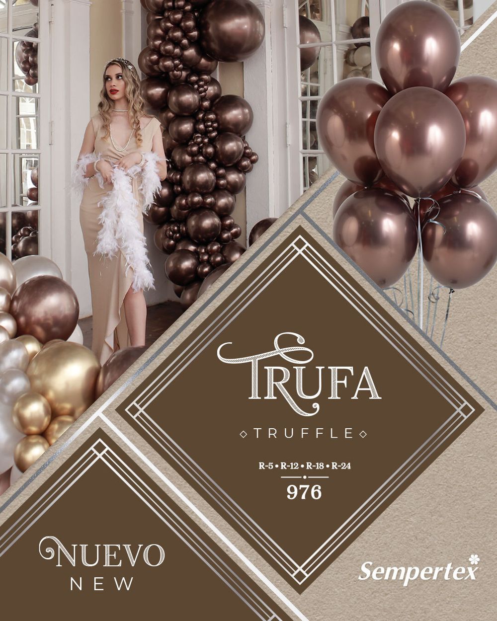 Шар (12''/30 см) Reflex, Зеркальный блеск, Трюфель (976), хром, 12 шт.