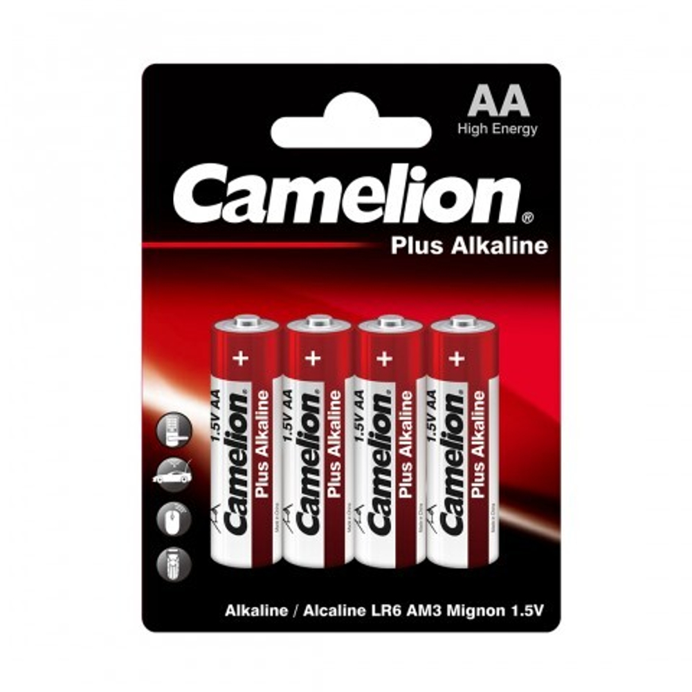 Батарейка, CAMELION, LR6-BP4, Plus Alkaline, AA, 1.5V, 2700 mAh, 4 шт в блистере
