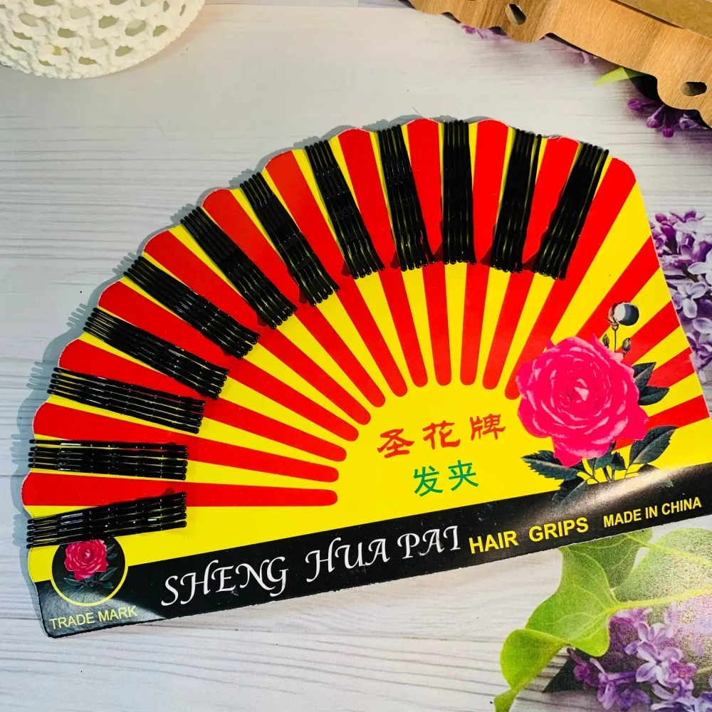 Невидимка для волос 60шт «Веер», цвет черный