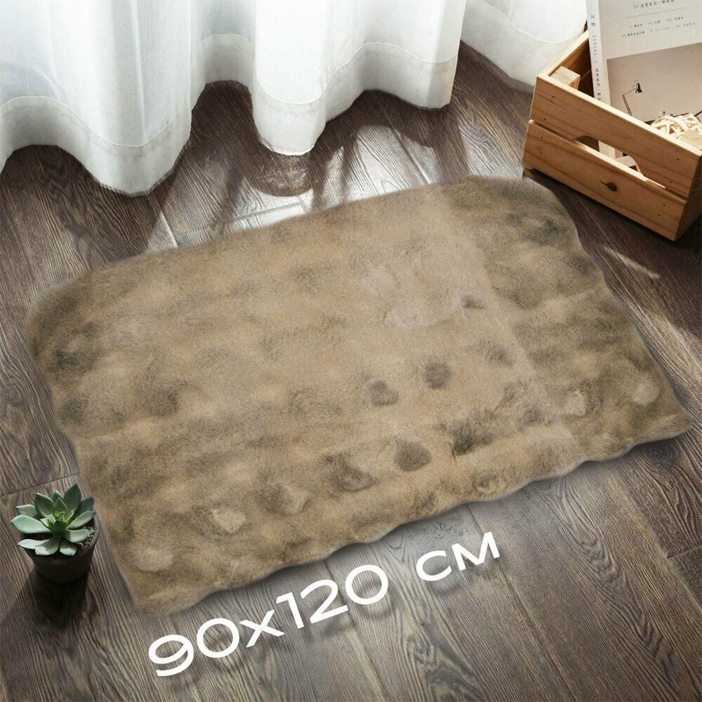 Коврик меховой фактурный 90*120см, полиэстер, коричневый