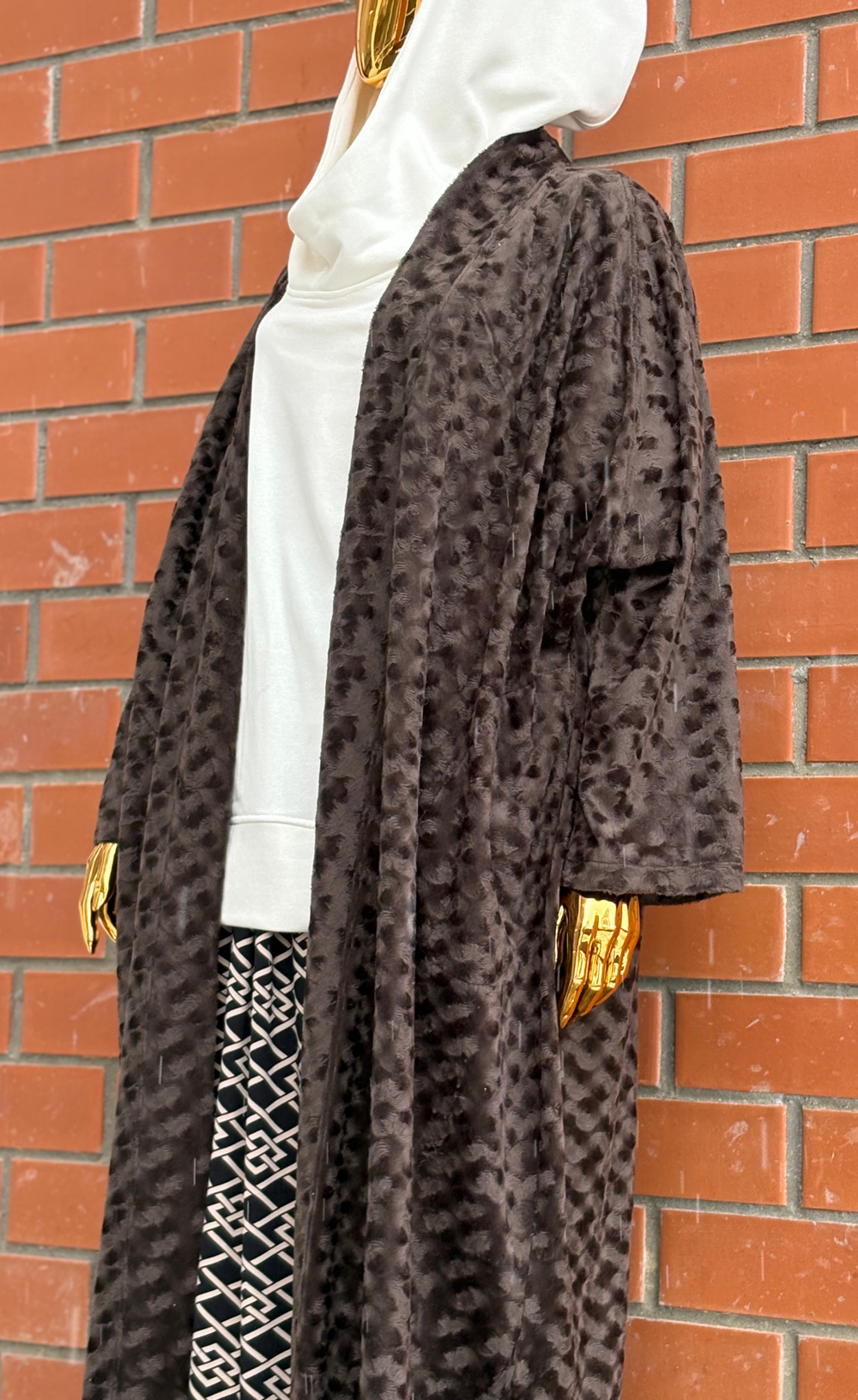 Кафтан -пальто с поясом без подкладки /дымка