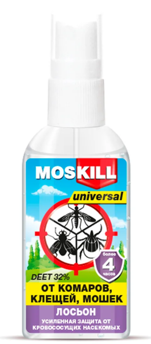 Москилл средство репелентное Универсал Лосьон-спрей от комаров и клещей 60мл. 42шт/кор