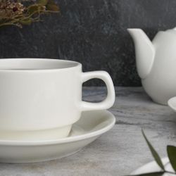 Чайная пара 250 мл белая d 9,5 см h6,2 см фарфор Stackable P.L. Proff Cuisine [4]