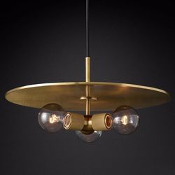 Люстра Rh Utilitaire Disk Triple Pendant Brass By Imperiumloft