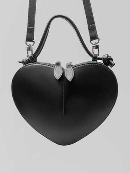 Сумка 4029-1 однотонная в форме сердца с короткой ручкой и длинным ремешком в комплекте