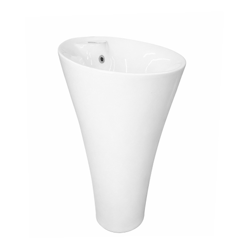 Умывальник-моноблок GRAND WAVE 455*455*870 ш*г*в, с хром переливом, белый, круг