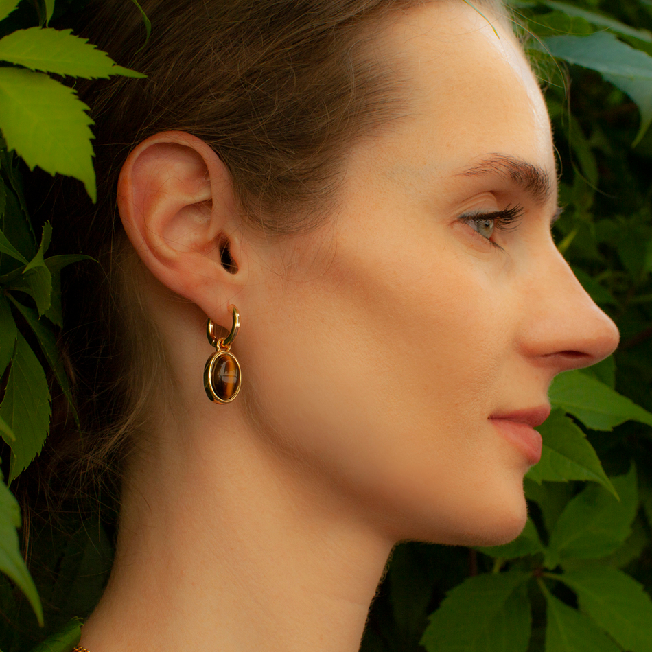 Серьги Fiore Luna TIGER EYE LE1203 BR/G