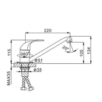 Смеситель для кухни 40к F4902-B FRAP (плоский пов.излив, п/гайку, хром, силумин)