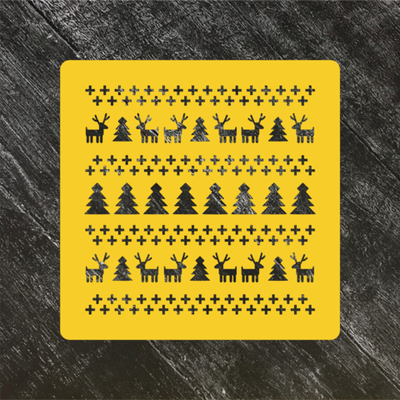 Трафарет новогодний №71 Норвежский узор Олени