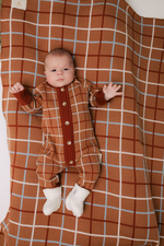 Плед вязаный (клетка терракот)