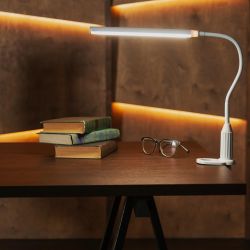 TLD-572 White-LED-500Lm-4500K-Dimmer Светильник настольный светодиодный на струбцине. 7W. Сенсорный выключатель. Диммер. Белый. ТМ Uniel