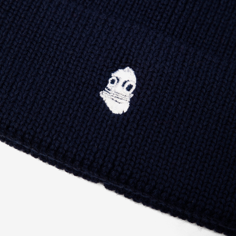 Beanie Hat Embroidered Logo Navy