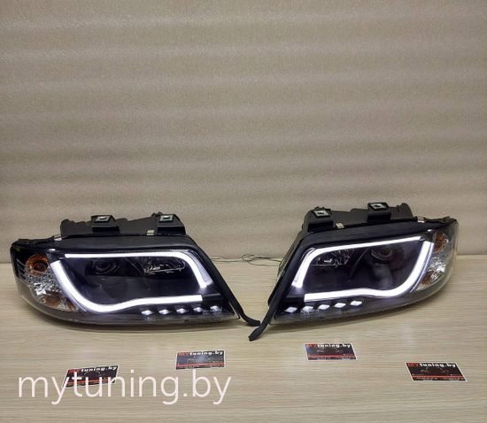 Передние фары led tube lights black для Audi A6 C5