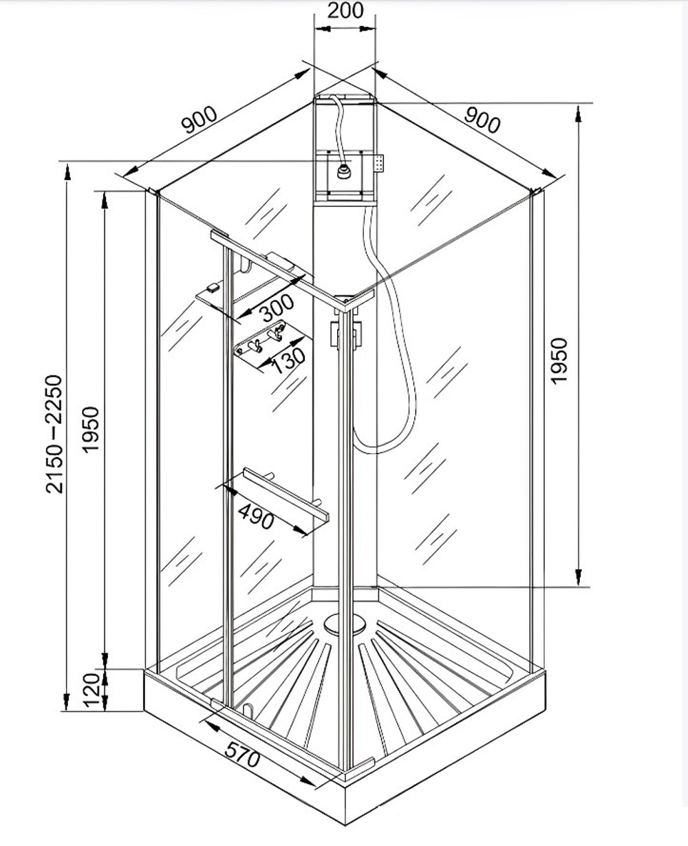 Кабина MiMi901B душевая Ceruttispa (90x90x215-225)
