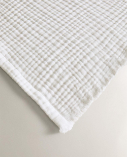 Zara Home - Хлопковое шифоновое одеяло, белый, 140x190 см