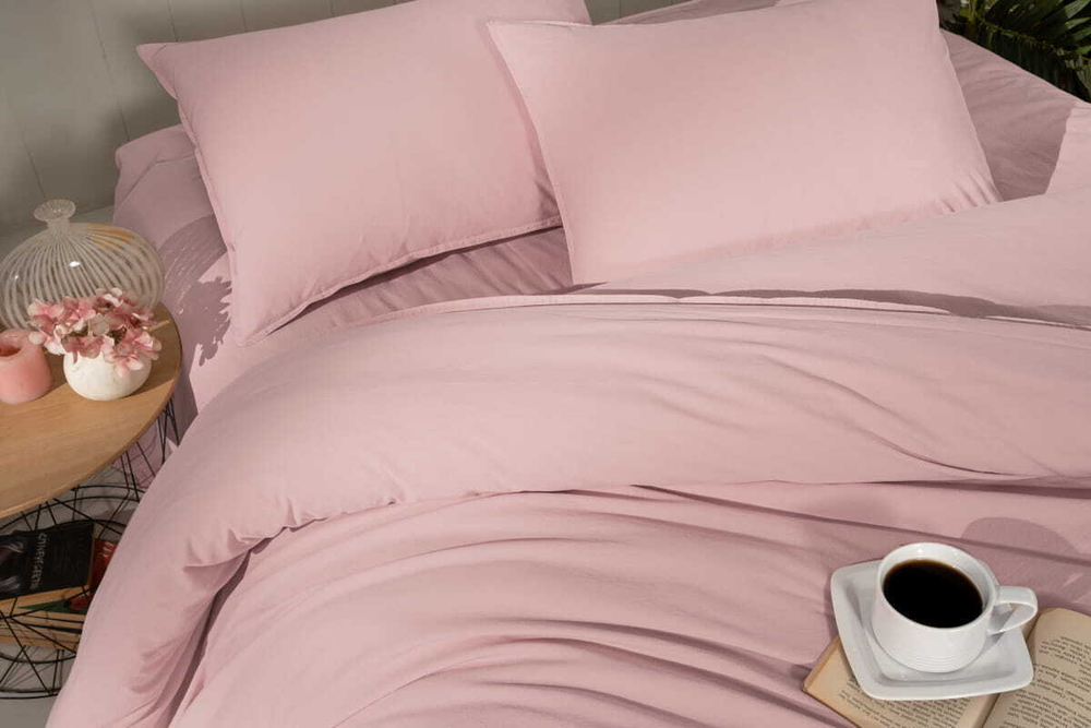 Постельное белье 1.5 спальное Arya home Natural Stone Washed розовое