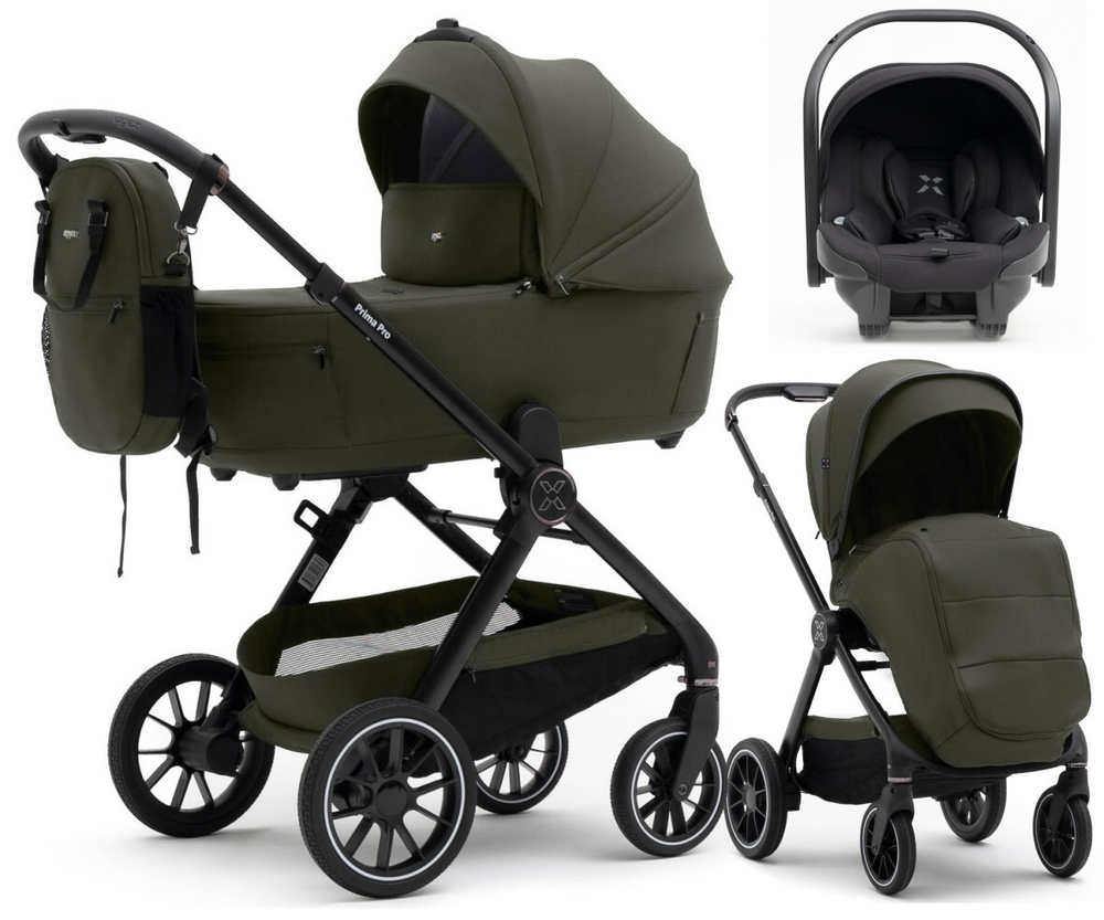 Коляска Agex Prima Pro 3 в 1 с автокреслом i-Team Black APF664 Green (Зеленый)